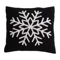 Black and White Snowflake Christmas Pillow