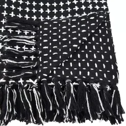 Black and White Stitched Cotton Throw