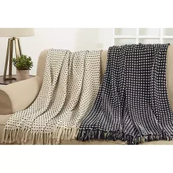 Black and White Stitched Cotton Throw