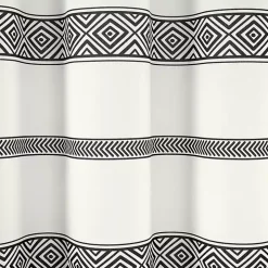 Black and White Striped Boho Shower Curtain