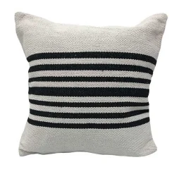 Black and White Striped Cotton Throw Pillow