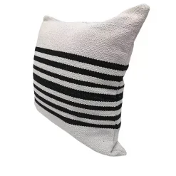 Black and White Striped Cotton Throw Pillow