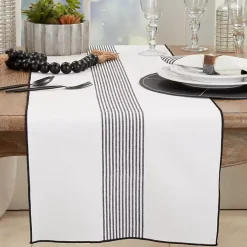 Black and White Striped Table Runner