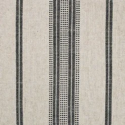 Black and White Striped Upholstered Ottoman