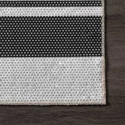 Black and White Striped Washable Area Rug, 3x5
