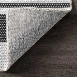 Black and White Striped Washable Area Rug, 3x5