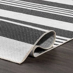 Black and White Striped Washable Area Rug, 4x6