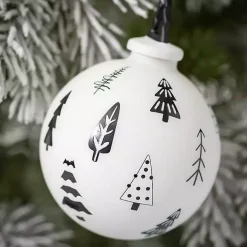 Black and White Tree Icon Ornaments, Set of 2