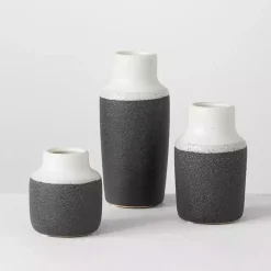 Black and White Two Tone Ceramic Vases, Set of 3