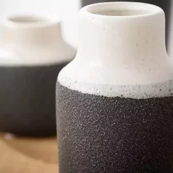 Black and White Two Tone Ceramic Vases, Set of 3