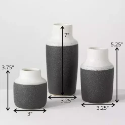 Black and White Two Tone Ceramic Vases, Set of 3