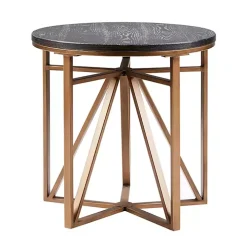 Black Antique Bronze Kayden Round Accent Table