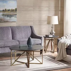 Black Antique Bronze Kayden Round Accent Table