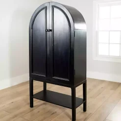 Black Arch Wood Bar Cabinet