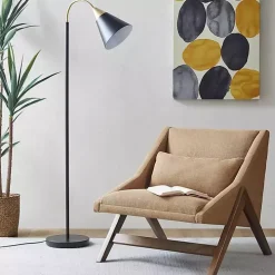 Black Arched Cone Shade Floor Lamp