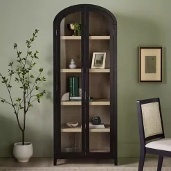 Black Arched Glass Doors Chantelle Bookcase