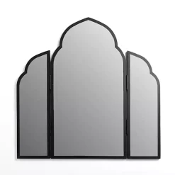 Black Arched Trifold Wall Mirror