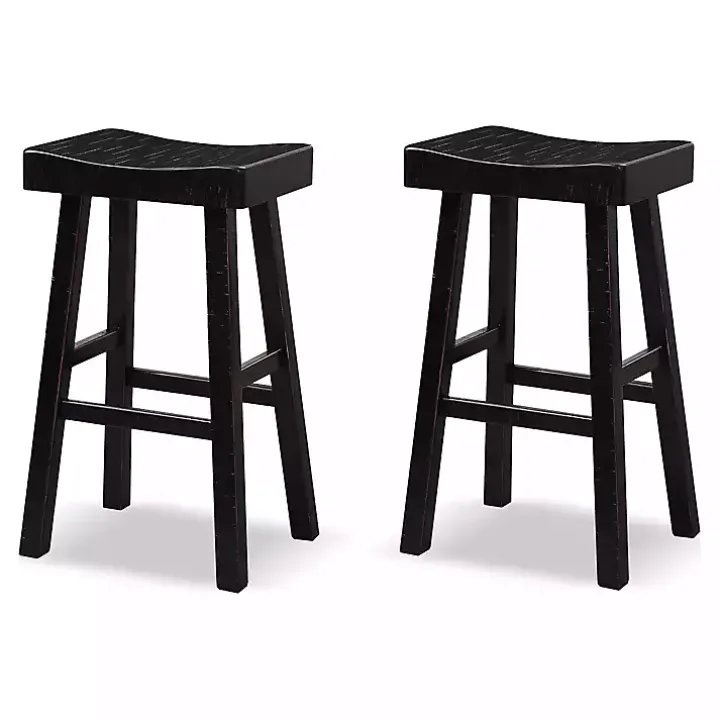 Black Backless Cooper Bar Stools, Set of 2