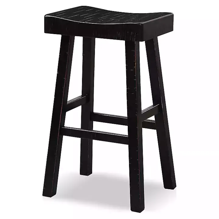 Black Backless Cooper Bar Stools, Set of 2