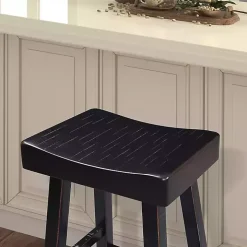 Black Backless Cooper Bar Stools, Set of 2