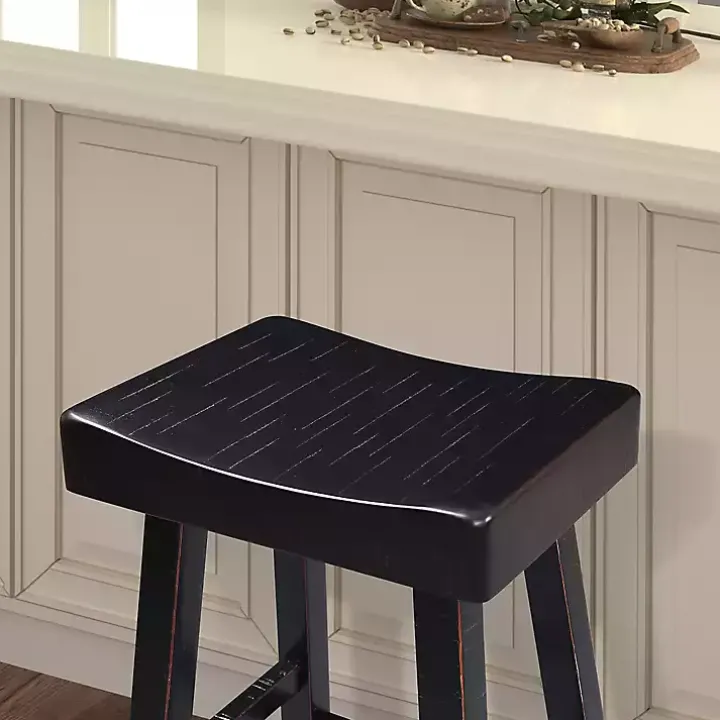 Black Backless Cooper Bar Stools, Set of 2