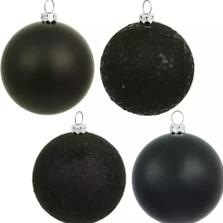 Black Ball Ornaments, Set of 24