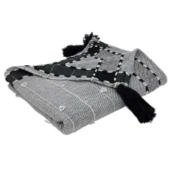 Black Banded Tassel Edge Throw