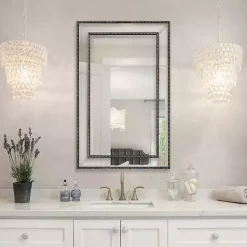 Black Beaded Double Frame Beveled Wall Mirror