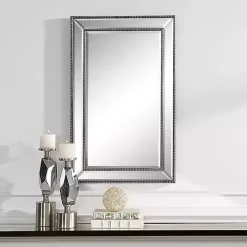 Black Beaded Double Frame Beveled Wall Mirror