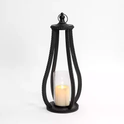 Black Beaded Fieldstone Lantern, 28.5 in.