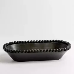 Black Beaded Wood Dough Bowl