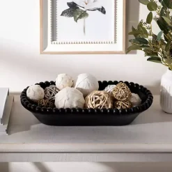Black Beaded Wood Dough Bowl