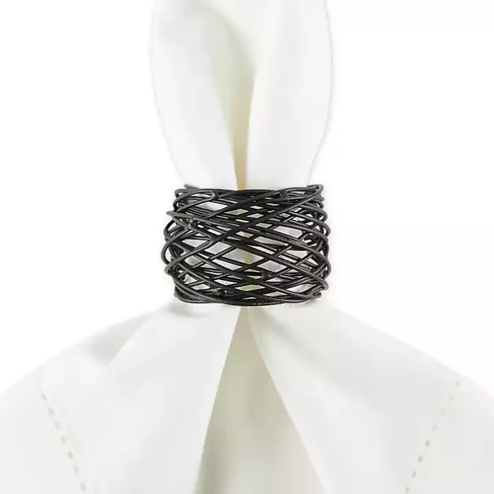 Black Bird Nest 6-pc. Napkin Ring Set