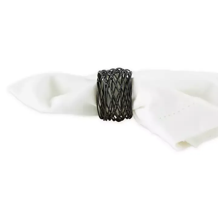 Black Bird Nest 6-pc. Napkin Ring Set