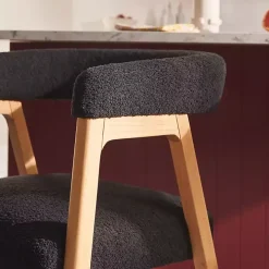 Black Boucle Curved Back Ezra Counter Stool