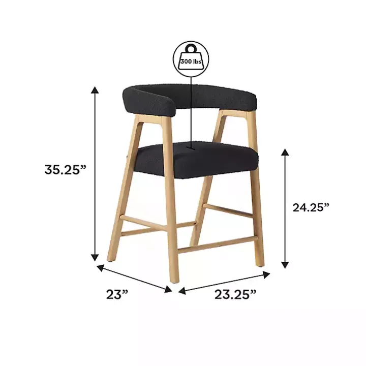 Black Boucle Curved Back Ezra Counter Stool