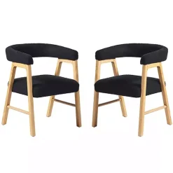 Black Boucle Curved Ezra Dining Chairs, Set of 2
