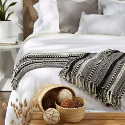 Black Braided Fringe Throw