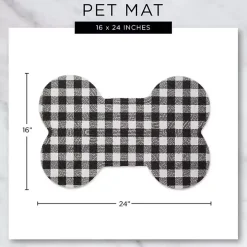 Black Buffalo Check Bone Pet Bowl Mat