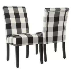 Black Buffalo Check Dining Chairs, Set of 2