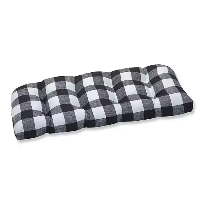 Black Buffalo Check Outdoor Loveseat Cushion