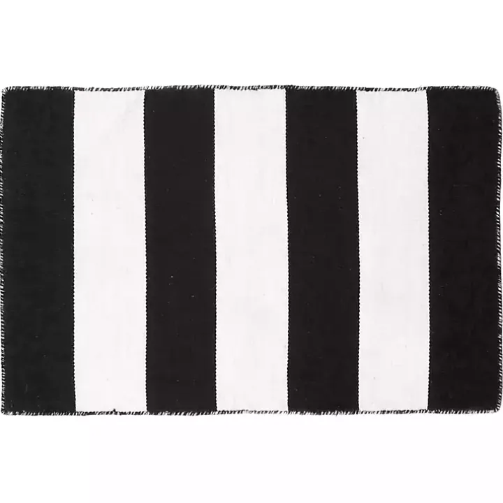Black Cabana Stripe Indoor/Outdoor Scatter Rug
