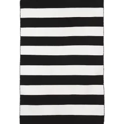 Black Cabana Stripe Indoor/Outdoor Area Rug, 5x7