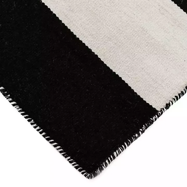 Black Cabana Stripe Indoor/Outdoor Runner, 2x8