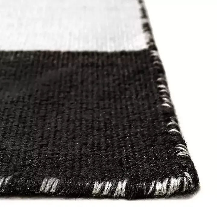 Black Cabana Stripe Indoor/Outdoor Runner, 2x8