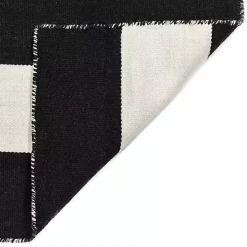 Black Cabana Stripe Indoor/Outdoor Area Rug, 8x8