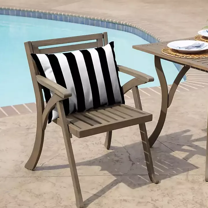 Black Cabana Stripe Outdoor Lumbar Pillow
