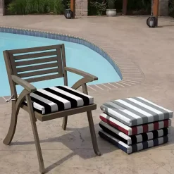 Black Cabana Stripe Outdoor Seat Cushion