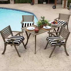Black Cabana Stripe Outdoor Seat Cushion