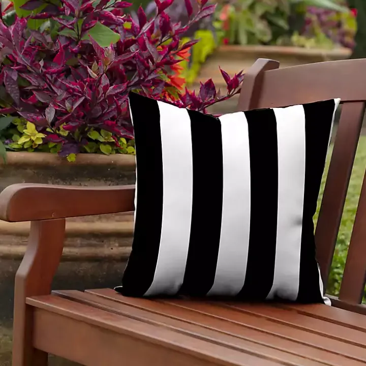 Black Cabana Stripe Outdoor Pillow, 16 in.